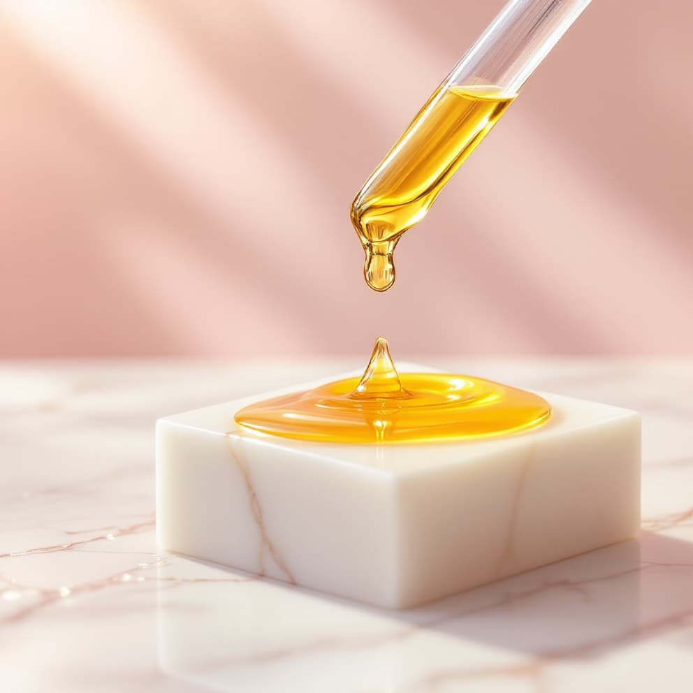 Goutte d'huile à cuticules au bout d'un compte-gouttes